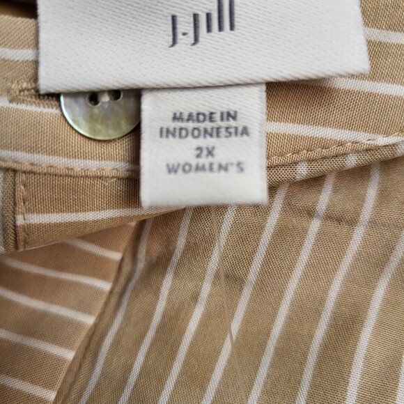 J Jill sandbar/white striped blouse NWOT 2X - Picture 7 of 13